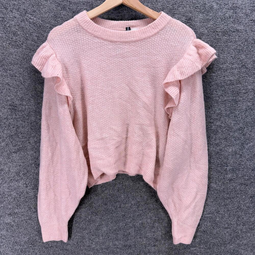 New Divided Sweater Pullover Women S Small Pink Knit Long Sleeve Acrylic Casual